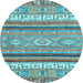 Round Abstract Light Blue Modern Rug, abs2382lblu