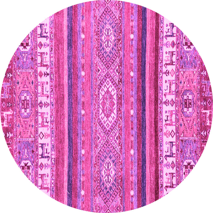 Round Machine Washable Abstract Pink Modern Rug, wshabs2382pnk