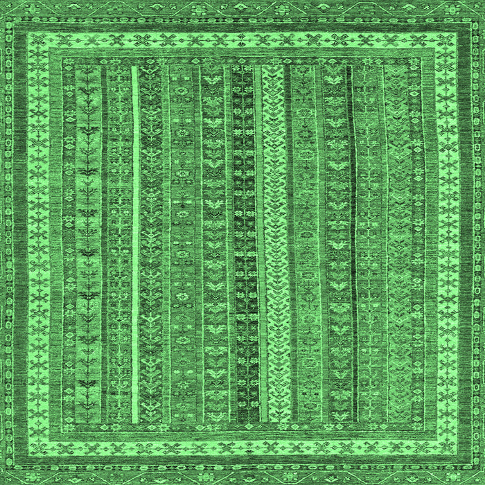 Square Abstract Emerald Green Modern Rug, abs2383emgrn