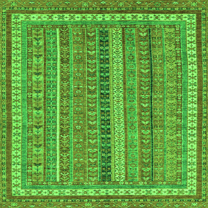 Square Machine Washable Abstract Green Modern Area Rugs, wshabs2383grn
