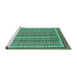 Sideview of Machine Washable Abstract Turquoise Modern Area Rugs, wshabs2383turq