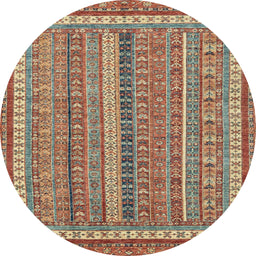 Round Machine Washable Abstract Camel Brown Rug, wshabs2383