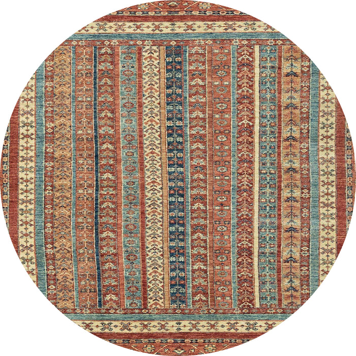 Round Machine Washable Abstract Camel Brown Rug, wshabs2383