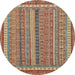 Round Machine Washable Abstract Camel Brown Rug, wshabs2383