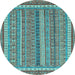 Round Abstract Light Blue Modern Rug, abs2383lblu