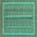 Square Machine Washable Abstract Turquoise Modern Area Rugs, wshabs2383turq