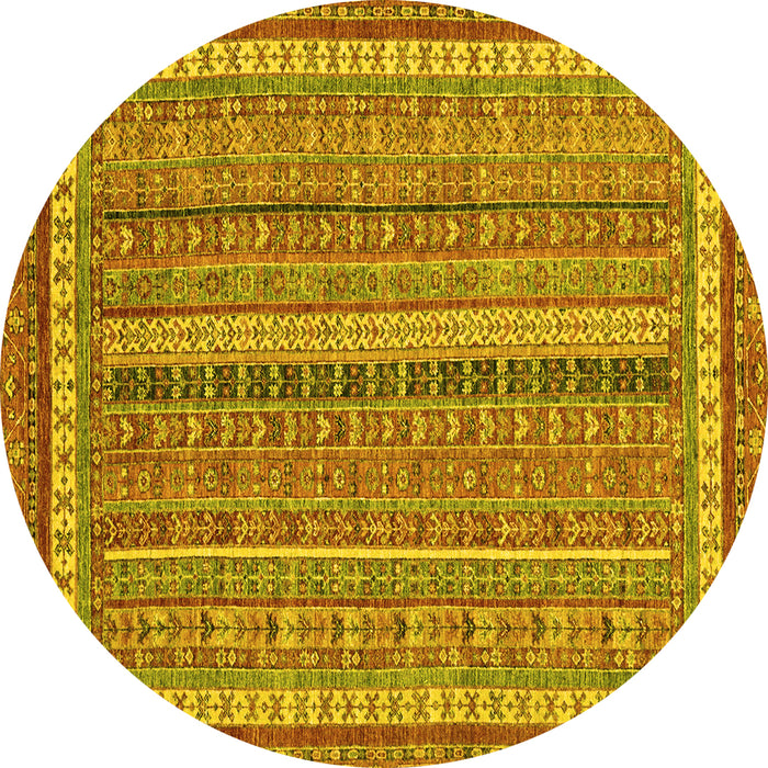 Round Machine Washable Abstract Yellow Modern Rug, wshabs2383yw
