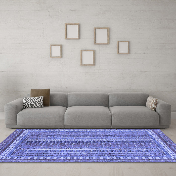 Machine Washable Abstract Blue Modern Rug in a Living Room, wshabs2383blu