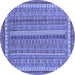 Round Abstract Blue Modern Rug, abs2383blu