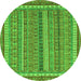 Round Abstract Green Modern Rug, abs2383grn