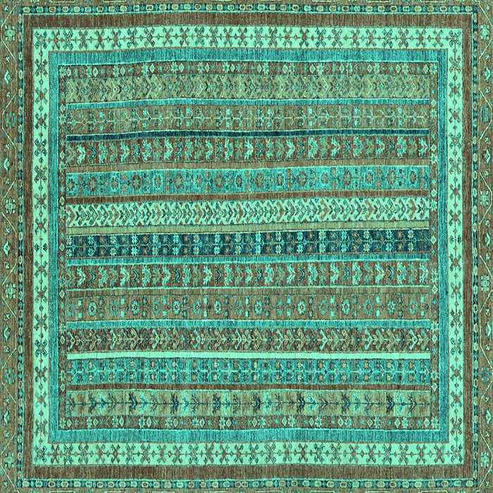 Square Abstract Turquoise Modern Rug, abs2383turq