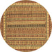 Round Abstract Brown Modern Rug, abs2383brn