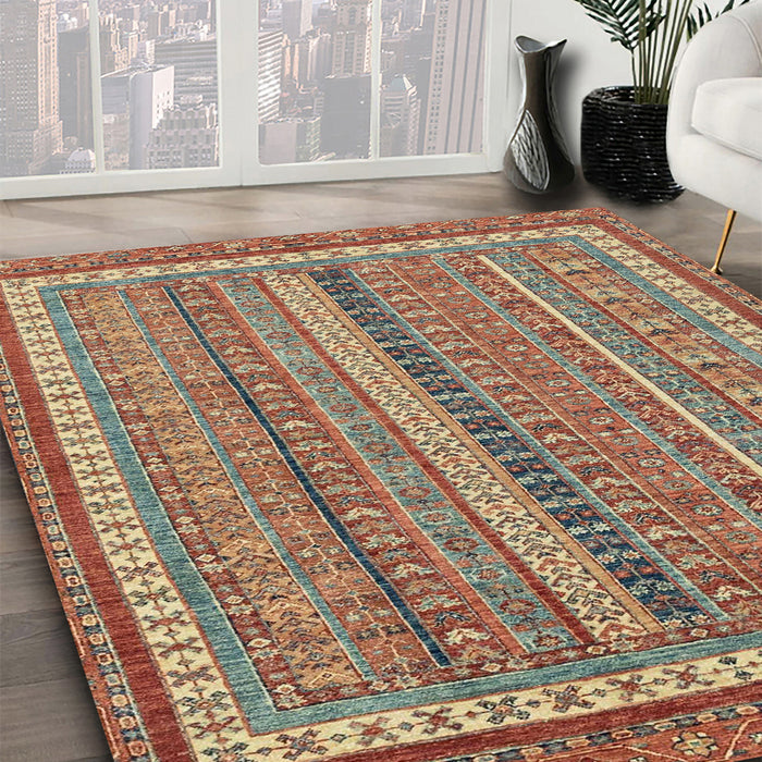 Machine Washable Abstract Camel Brown Rug in a Family Room, wshabs2383