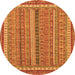 Round Machine Washable Abstract Orange Modern Area Rugs, wshabs2383org