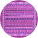 Round Machine Washable Abstract Purple Modern Area Rugs, wshabs2383pur