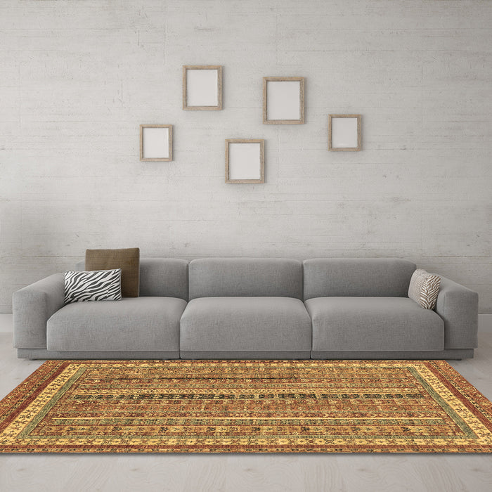 Machine Washable Abstract Brown Modern Rug in a Living Room,, wshabs2383brn