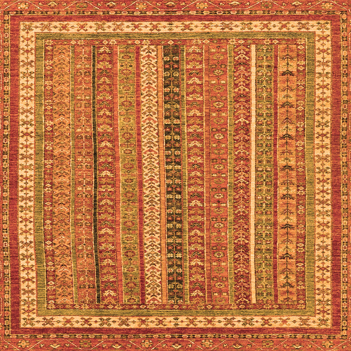 Square Machine Washable Abstract Orange Modern Area Rugs, wshabs2383org