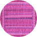 Round Machine Washable Abstract Pink Modern Rug, wshabs2383pnk