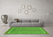 Machine Washable Abstract Green Modern Area Rugs in a Living Room,, wshabs2383grn