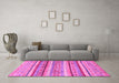 Machine Washable Abstract Pink Modern Rug in a Living Room, wshabs2384pnk