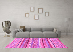 Machine Washable Abstract Pink Modern Rug in a Living Room, wshabs2384pnk