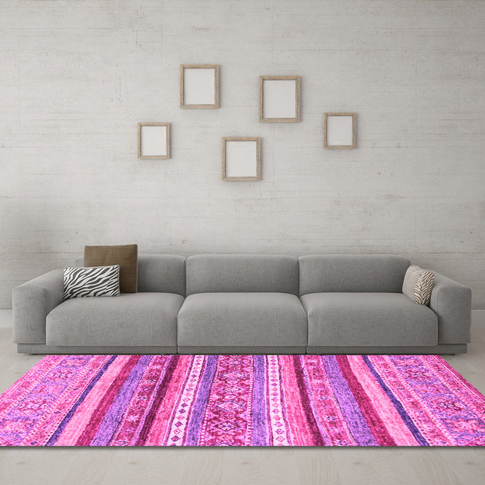 Machine Washable Abstract Pink Modern Rug in a Living Room, wshabs2384pnk