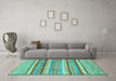 Machine Washable Abstract Turquoise Modern Area Rugs in a Living Room,, wshabs2384turq