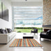 Square Abstract Red Modern Rug in a Living Room, abs2384