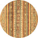 Round Abstract Brown Modern Rug, abs2384brn