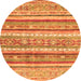 Round Abstract Orange Modern Rug, abs2384org