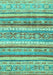 Machine Washable Abstract Turquoise Modern Area Rugs, wshabs2384turq