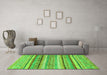 Machine Washable Abstract Green Modern Area Rugs in a Living Room,, wshabs2384grn