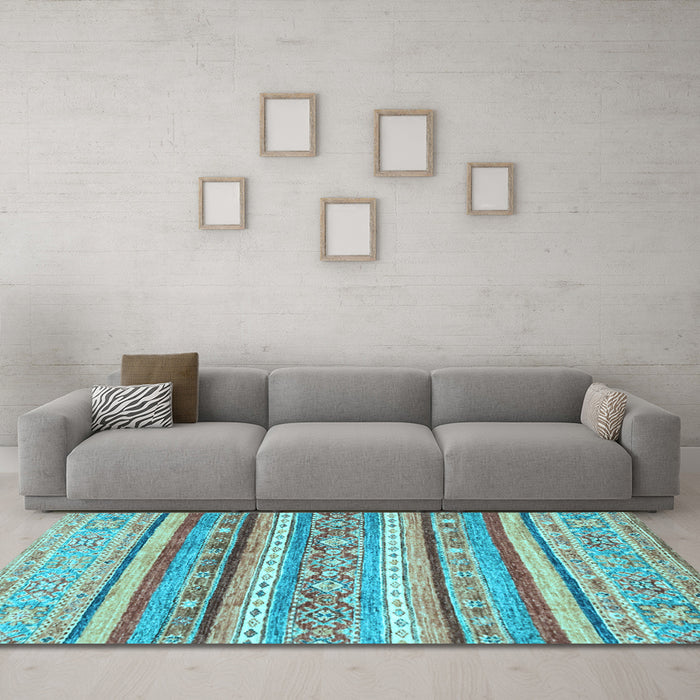Machine Washable Abstract Light Blue Modern Rug in a Living Room, wshabs2384lblu