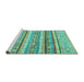 Sideview of Machine Washable Abstract Turquoise Modern Area Rugs, wshabs2384turq