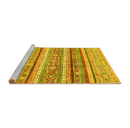 Sideview of Machine Washable Abstract Yellow Modern Rug, wshabs2384yw