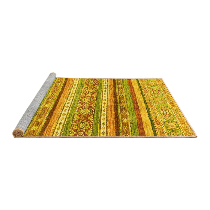 Sideview of Machine Washable Abstract Yellow Modern Rug, wshabs2384yw