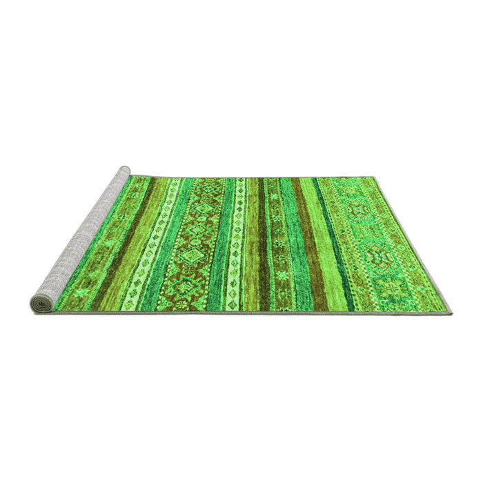 Sideview of Machine Washable Abstract Green Modern Area Rugs, wshabs2384grn