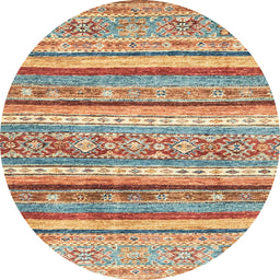 Round Abstract Red Modern Rug, abs2384