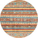 Round Abstract Red Modern Rug, abs2384