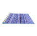 Sideview of Machine Washable Abstract Blue Modern Rug, wshabs2384blu