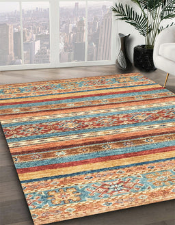 Machine Washable Abstract Red Rug in a Family Room, wshabs2384