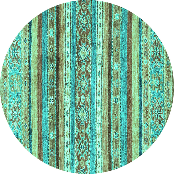 Round Abstract Turquoise Modern Rug, abs2384turq