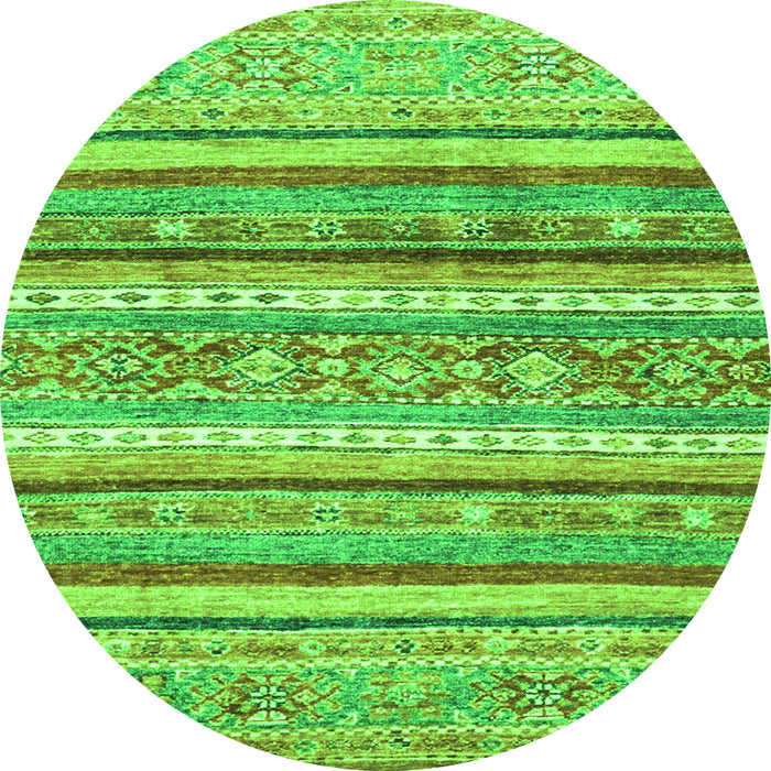 Round Machine Washable Abstract Green Modern Area Rugs, wshabs2384grn