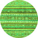 Round Machine Washable Abstract Green Modern Area Rugs, wshabs2384grn