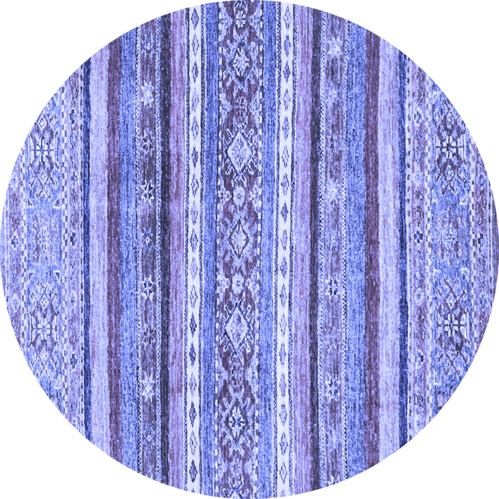 Round Abstract Blue Modern Rug, abs2384blu