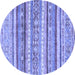 Round Abstract Blue Modern Rug, abs2384blu