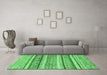 Machine Washable Abstract Emerald Green Modern Area Rugs in a Living Room,, wshabs2384emgrn