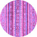 Round Machine Washable Abstract Purple Modern Area Rugs, wshabs2384pur