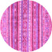 Round Machine Washable Abstract Pink Modern Rug, wshabs2384pnk