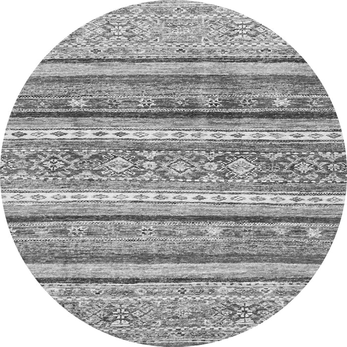 Round Machine Washable Abstract Gray Modern Rug, wshabs2384gry